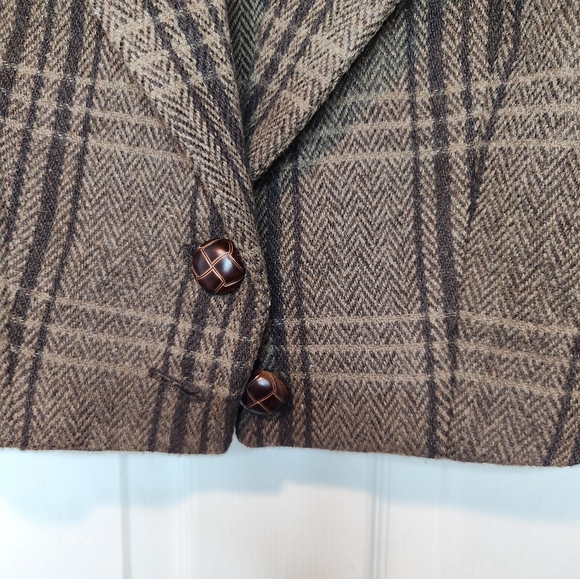 ASTR The Label Plaid Cropped Blazer Brown Check Wool Look Jacket NWT S - Picture 4 of 6